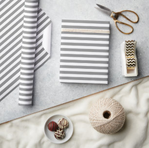 Rauchgrau-weiß gestreiftes Muster Geschenkpapier