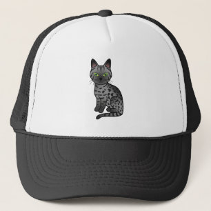 Rauchige ägyptische Mau Süße Cartoon-Katze Illustr Truckerkappe