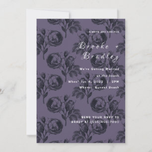 Rauchige Lila-Graue Rosenhochzeit Einladung