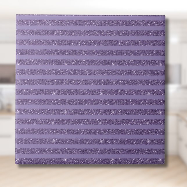 Rauchige Pflaume Glitter Style Horizontale Streife Fliese (Von Creator hochgeladen)