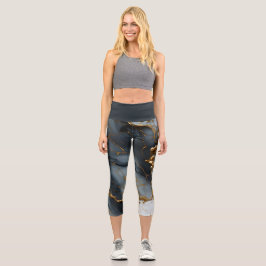 Rauchiger Onyx-Marmor mit goldenen Adern Capri Leggings