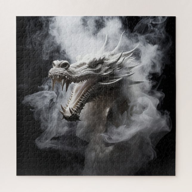 Rauchiger Weißer Drache Puzzle (Vertikal)