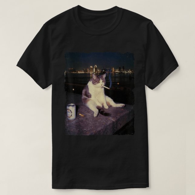 Rauchkatze Meme Brainrot Design T-Shirt (Design vorne)