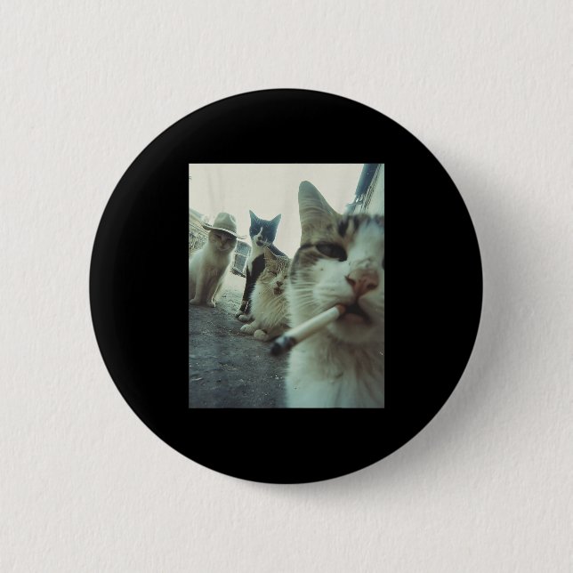 Rauchkatze Meme Funny Geschenke für Männer Frauen Button (Vorderseite)