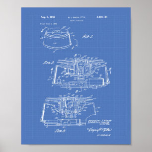 Rauchmelder 1969 Patentart - Blueprint Poster