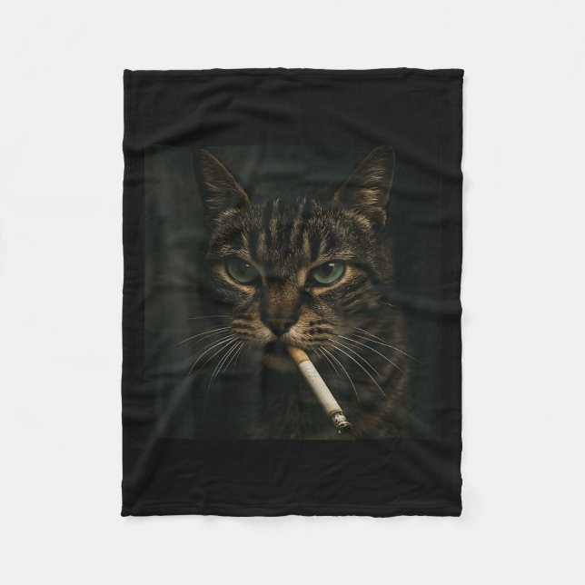 Rauchmelder, Zigarette Kätzchen Gen Z Meme, Katze Fleecedecke (Vorderseite)