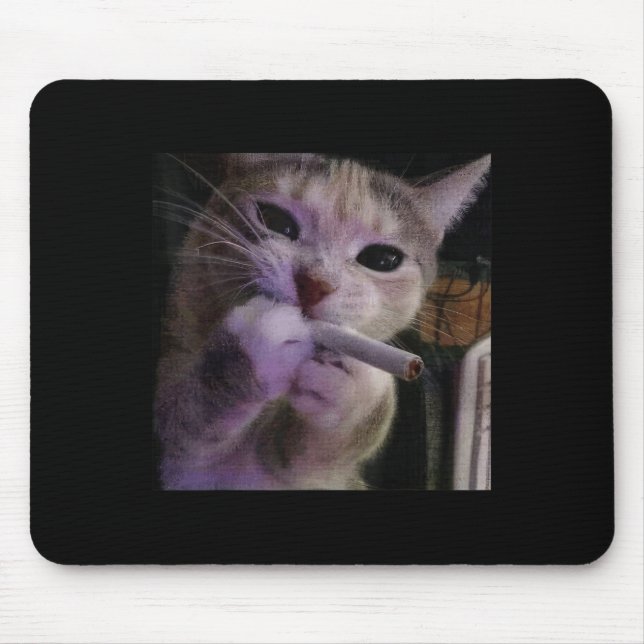 Rauchmelder, Zigarette Kätzchen Gen Z Meme, Katze Mousepad (Vorne)