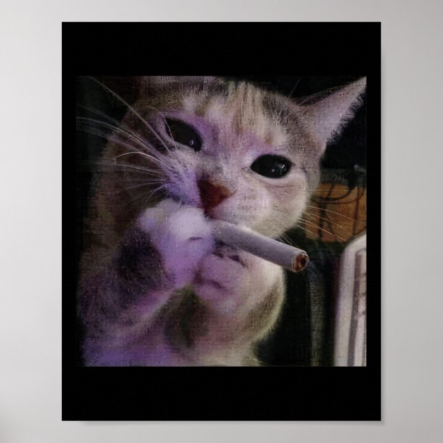 Rauchmelder, Zigarette Kätzchen Gen Z Meme, Katze Poster (Vorne)