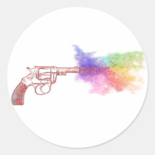 Rauchpistole der Liebe: Regenbogen: Runder Aufkleber