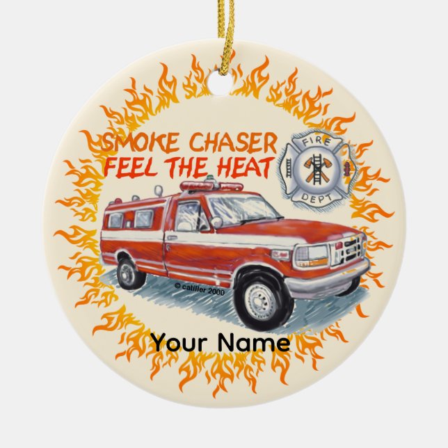 Rauchschaser-Feuerwehrmann Keramik Ornament (Vorne)
