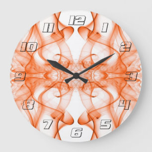 Rauchschwaden in Orange auf weiß Große Wanduhr