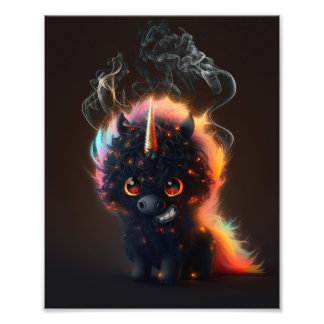 Rauchschwarz Einhorn-T - Shirt Fotodruck