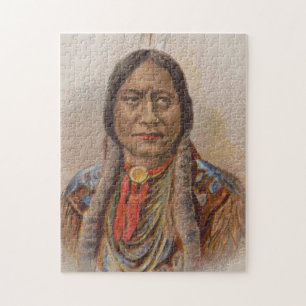 Rauchsignale: Lakota-Indianerschiff sitzt Bull Puzzle
