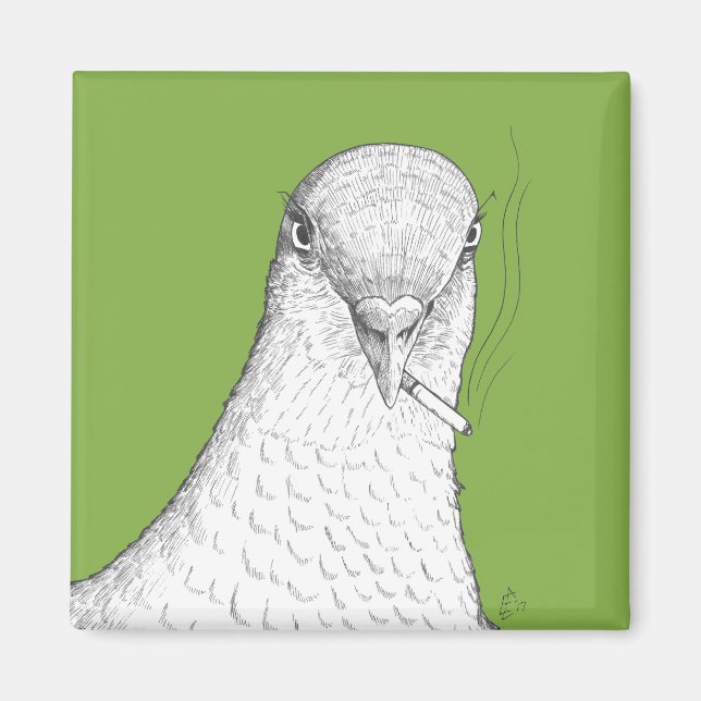 Rauchtaube Magnet | Bizarre, Quirky und Spaß (Vorne)