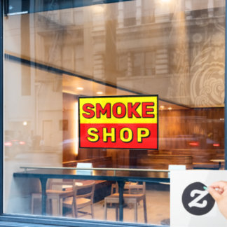 Rauchwarenladen Rot Gelb Schwarz Werbung Fensteraufkleber