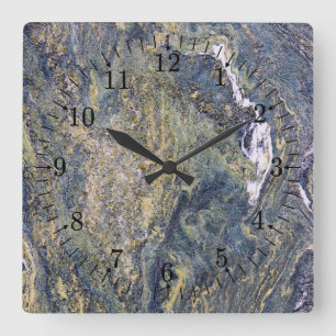 Raue Marmorwand Quadratische Wanduhr