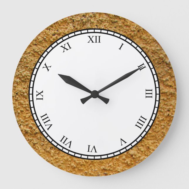 Raue rohe Beton gelbe Bau-Wand Große Wanduhr (Vorderseite)