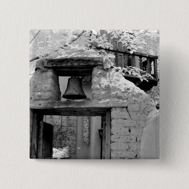 Rauer Adobe-Glocke im Eingangsbereich, Santa Fe, N Button (Vorderseite)