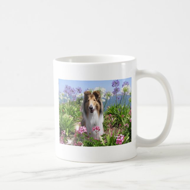Rauer Collie in der Blumen-Tasse Tasse (Rechts)