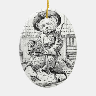 Rauer Reiter-Teddybär betreffen Schaukelpferd Keramik Ornament