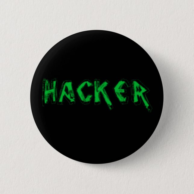 Rauer Schriftart des Deluxe Hackers Button (Vorderseite)