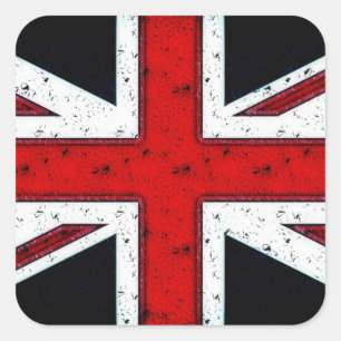 Rauer Union Jack Quadratischer Aufkleber