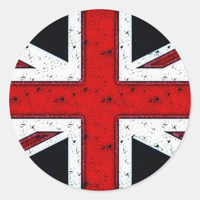 Rauer Union Jack Runder Aufkleber (Vorderseite)