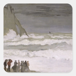 Raues Meer Claude Monets bei Etretat, 1868-69 Quadratischer Aufkleber