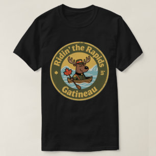 Rauf auf den Stromschnellen Gatineau mit einem lus T-Shirt