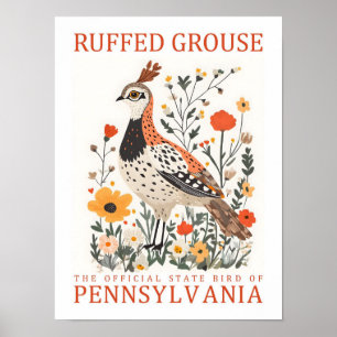 Raufußhuhn Vogel von Pennsylvania Reise Poster