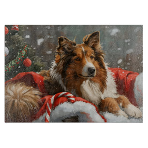 Rauhaar Collie Hund Weihnachtsfestlich Schneidebrett