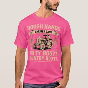 Rauhe Hände Farmer Bräune Schmutzige Stiefel Land T-Shirt