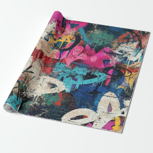 Rauhe Stadtmauer Graffiti Pink Blau Schwarz Geschenkpapier