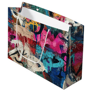 Rauhe Stadtmauer Graffiti Pink Blau Schwarz Große Geschenktüte