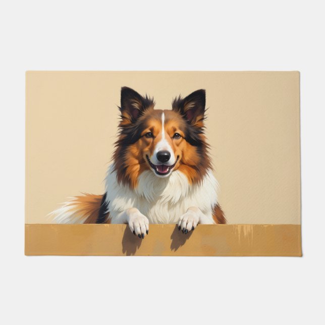 Rauhhaar Collie Fußmatten Kunst Fußmatte (Vorderseite)