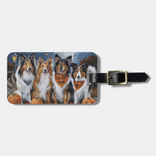 Rauhhaar Collie Halloween Gruselig Gepäckanhänger