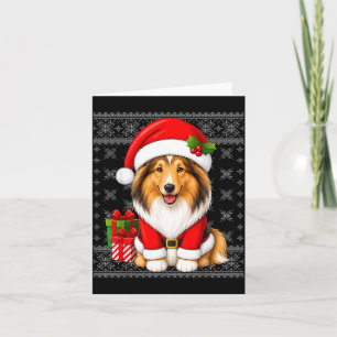 Rauhhaar Collie Hund Weihnachten Santa Kostüm Häss Karte