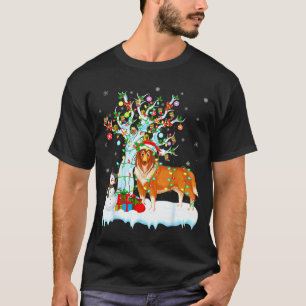 Rauhhaar Collie Hund Weihnachtsbaum Beleuchtung Ro T-Shirt