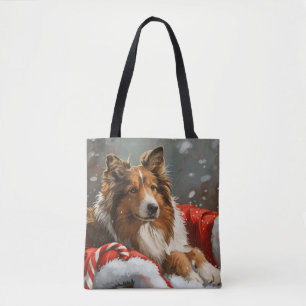 Rauhhaar Collie Hund Weihnachtsfestlich