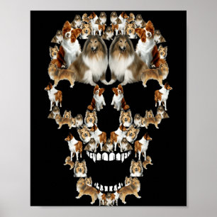 Rauhhaar Collie-Hundeschädel Halloween-Kostüm Hund Poster