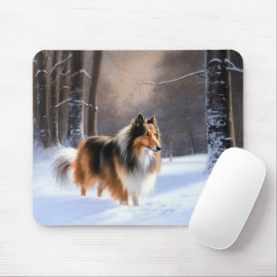 Rauhhaar Collie Let It Snow Weihnachten Mousepad
