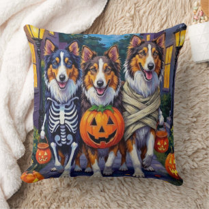 Rauhhaar Collie Trick-or-Treating Halloween Kostüm Kissen