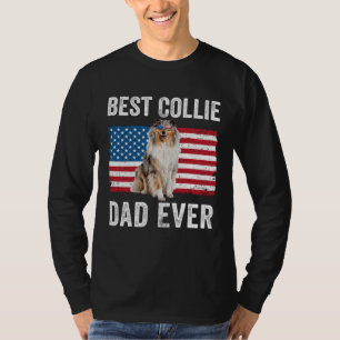 Rauhhaar Collie Vater Amerikanische Flagge Collie T-Shirt