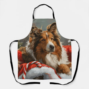 Rauhhaar Collie Weihnachten Festlich Schürze