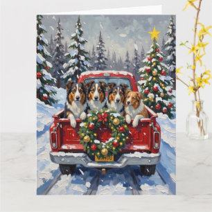 Rauhhaar Collie Weihnachten Roter LKW Feiertag Karte