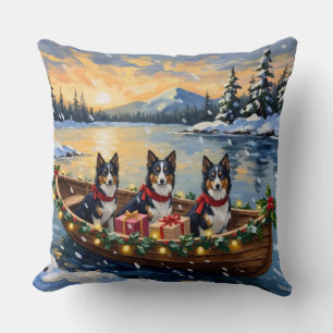 Rauhhaar Collie Weihnachtsboot Urlaub Kissen