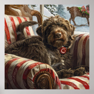Rauhhaariger Vorstehhund Griffon Weihnachten Festl Poster