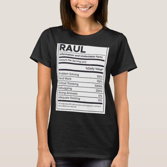 Raul Ernährungsinformation Problem lösen T-Shirt (Vorderseite)