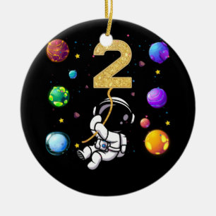 Raum 2 Jahre alt 2. Geburtstag Planeten Astronaut Keramik Ornament