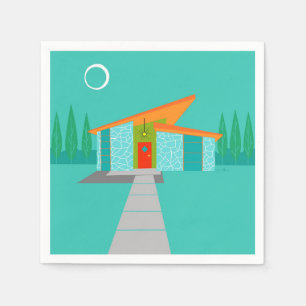 Raum-Alters-Cartoon-Haus-Cocktail-Servietten Serviette